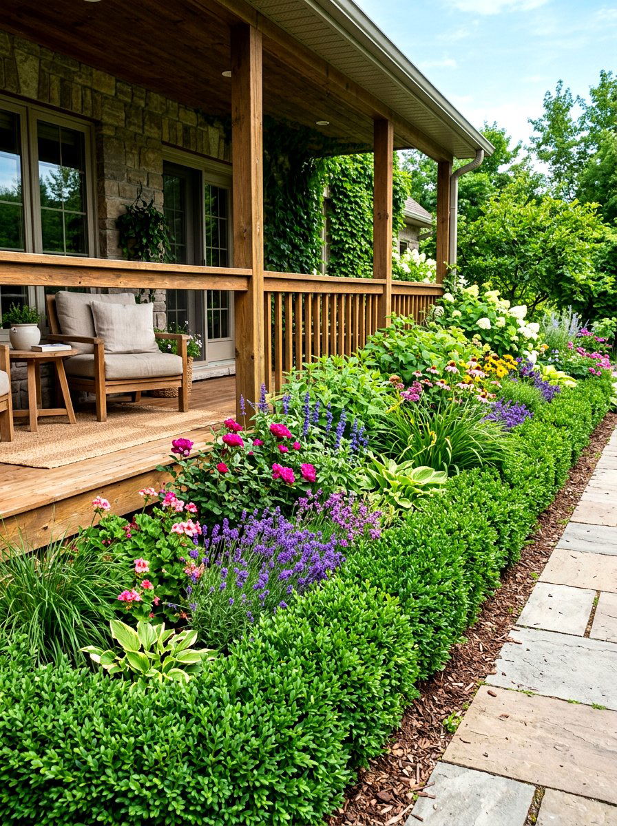 Living Greenery Border - 30 porch skirting ideas
