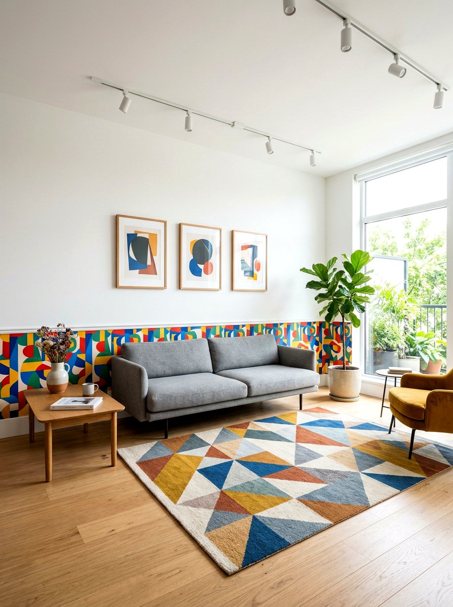 Living Room Abstract Pattern Border - 30 wallpaper border ideas