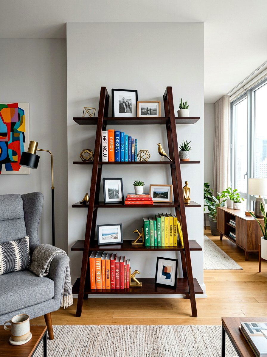 Living Room Bookshelf - 30 ladder shelf styling ideas