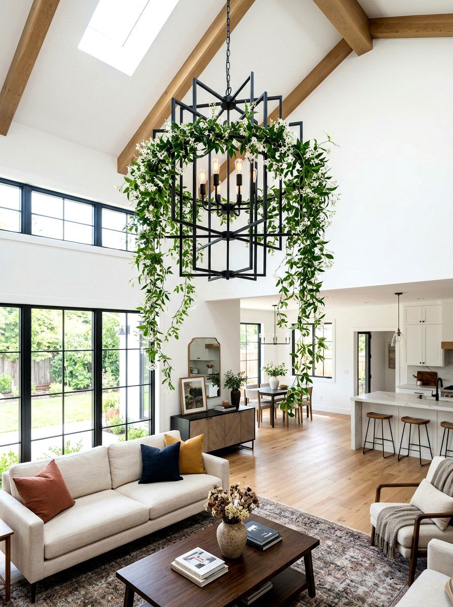 Living Room Chandelier Garland - 30 garland styling ideas