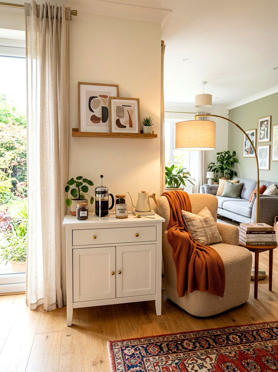 Living Room Coffee Station Corner - 30 coffee cart apartment ideas