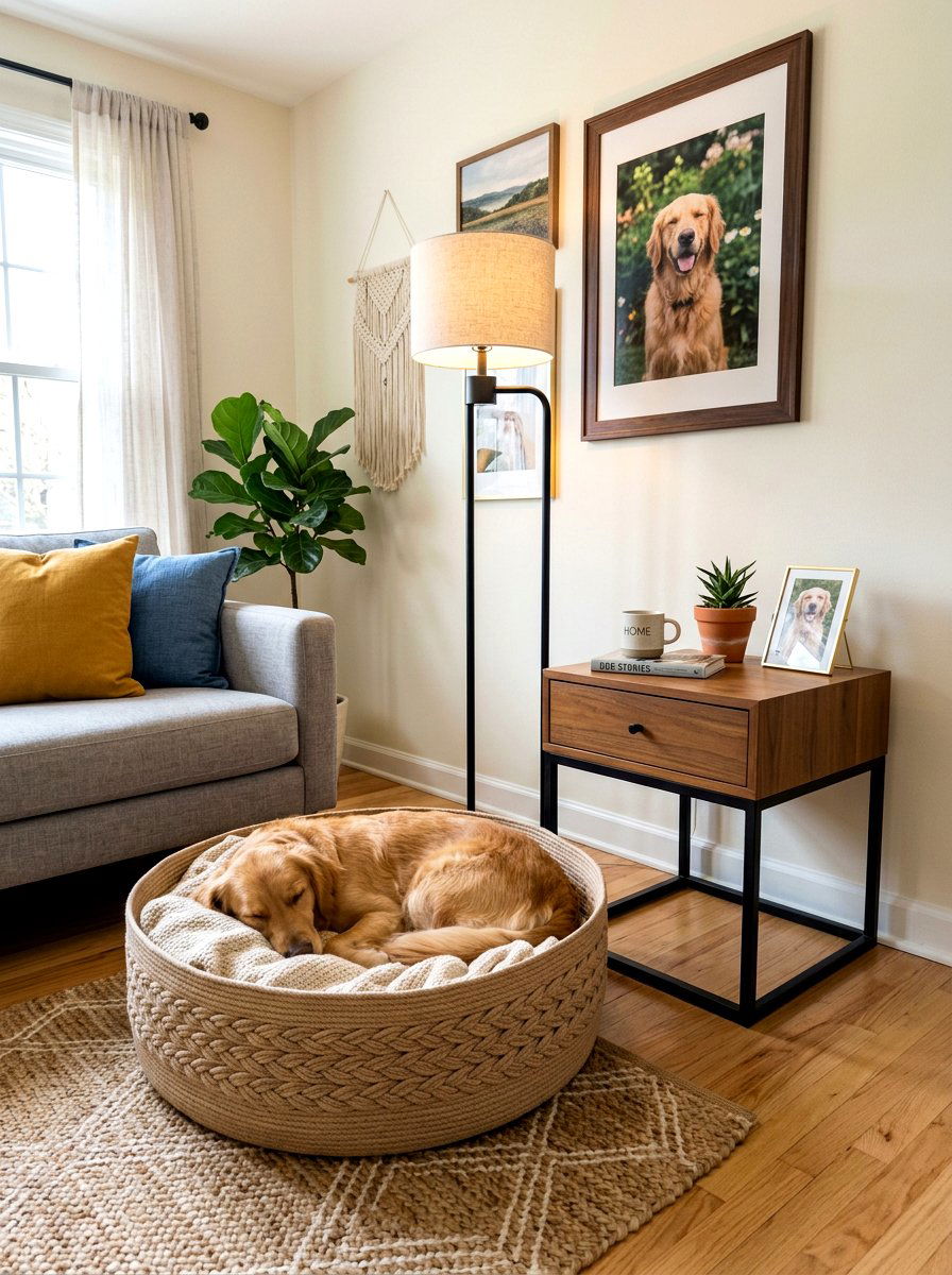 Living Room Corner Pet Bed - 30 pet basket styling ideas