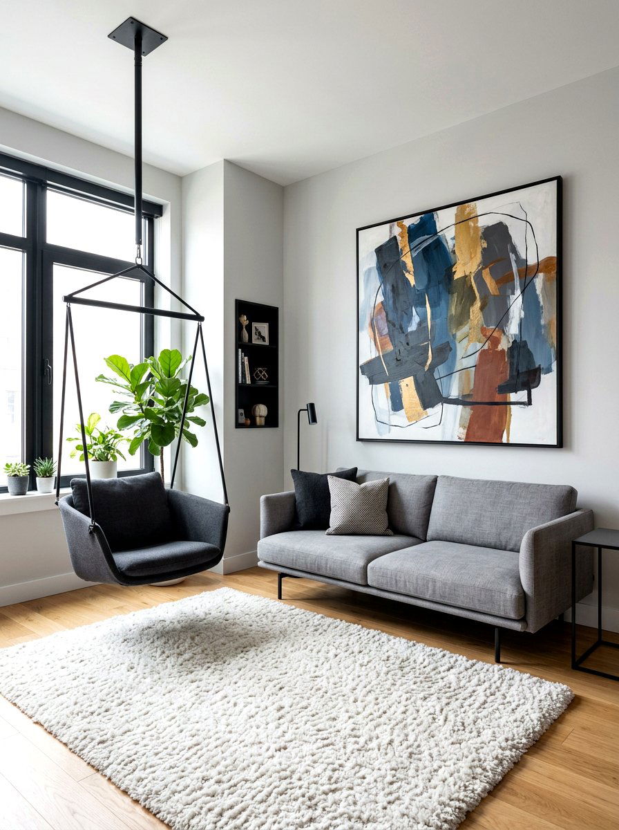 Living Room Corner Swing - 30 hammock chair ideas