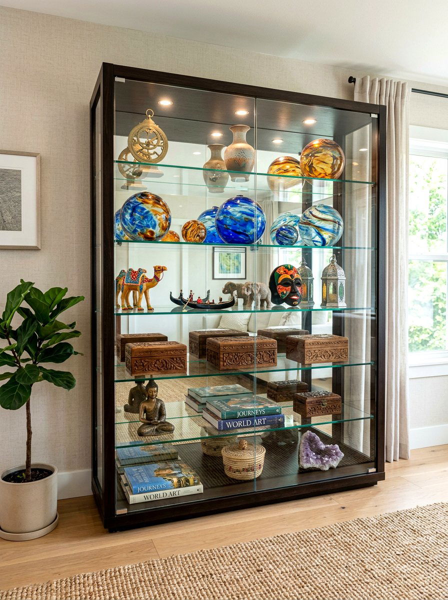 Living Room Curio - 30 glass cabinet decor ideas