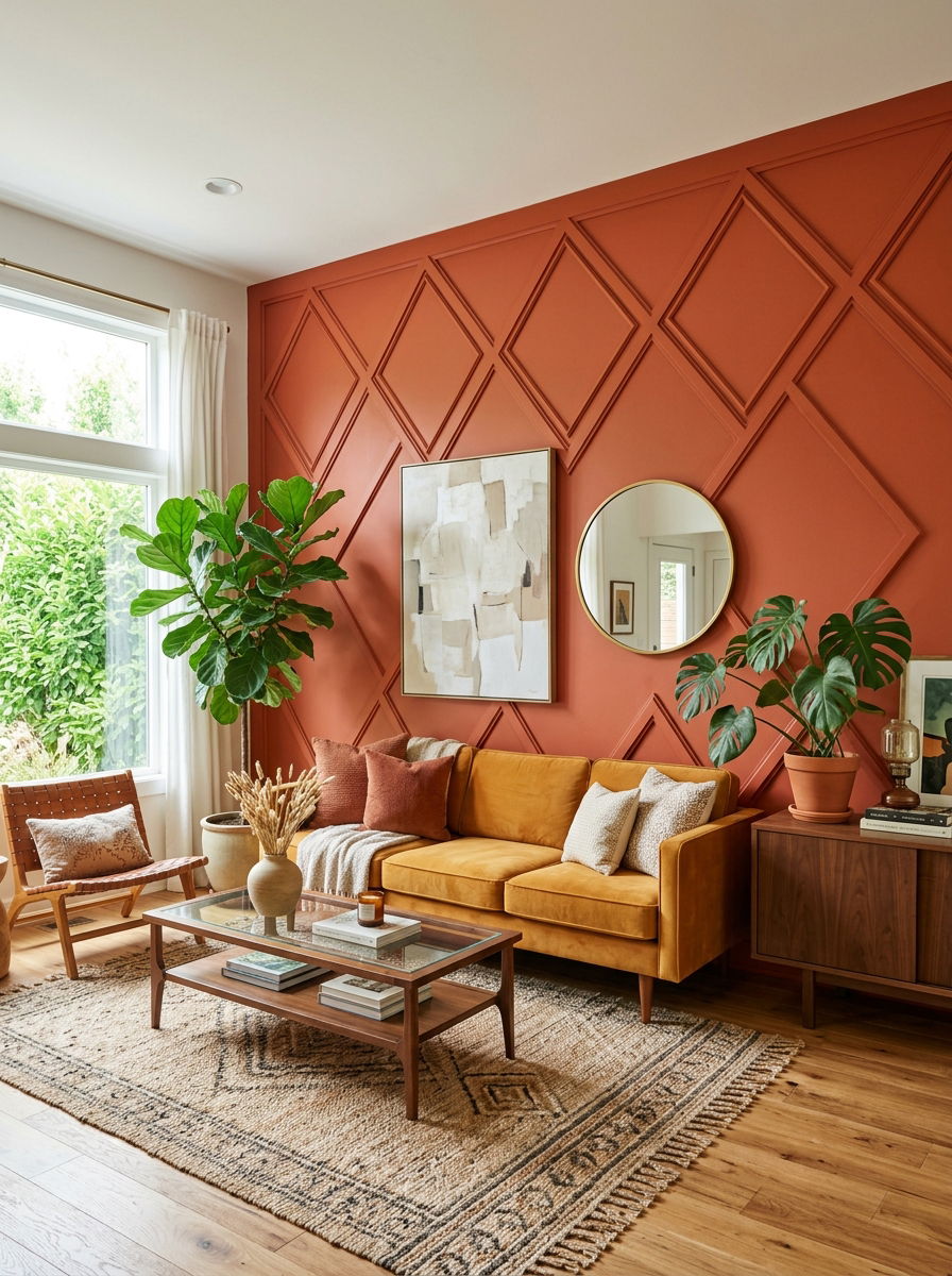 Living Room Feature Wall Molding - 30 removable wall molding ideas
