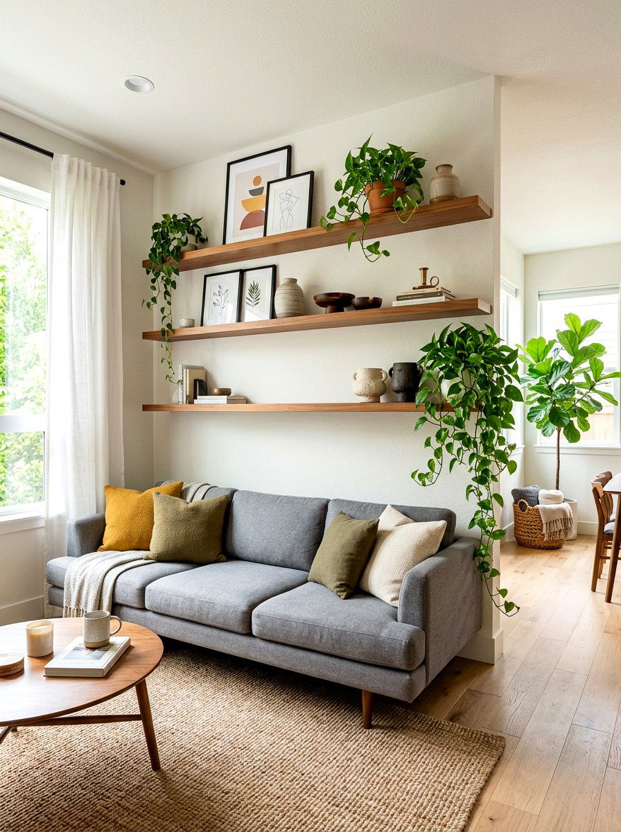 Living Room Floating Shelves - 30 floating shelf ideas