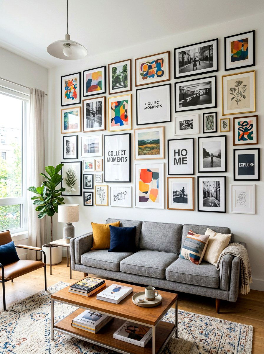Living Room Gallery Wall - 30 small space living room ideas