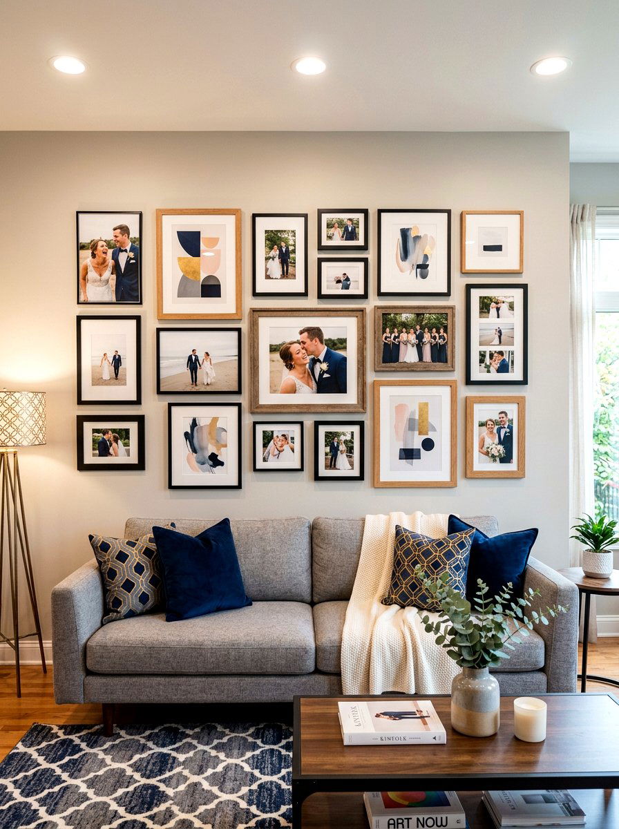 Living Room Gallery Wall - 30 newlywed home ideas