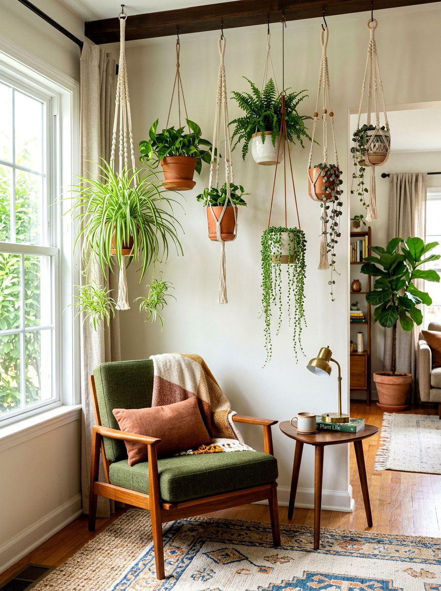 Living Room Hanging Planter - 30 indoor garden ideas