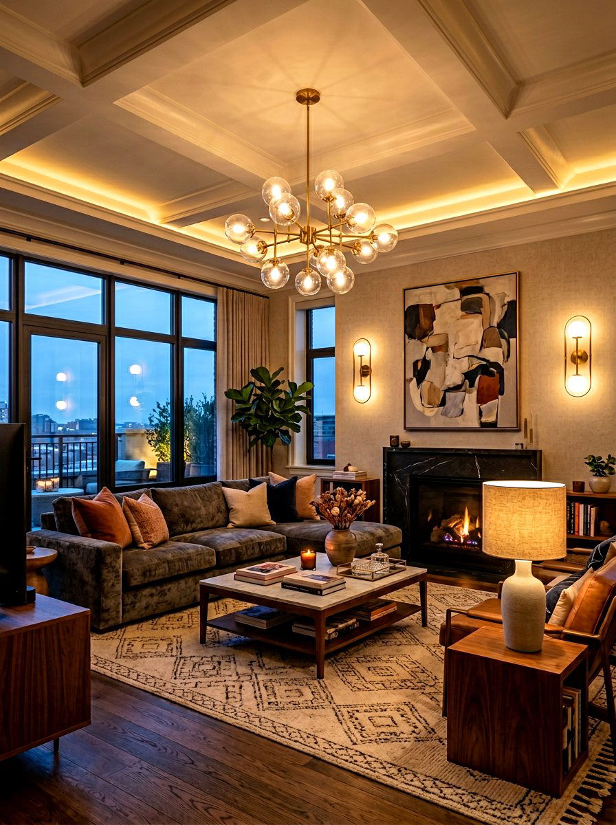 Living Room Layered Lighting - 30 small space living room ideas