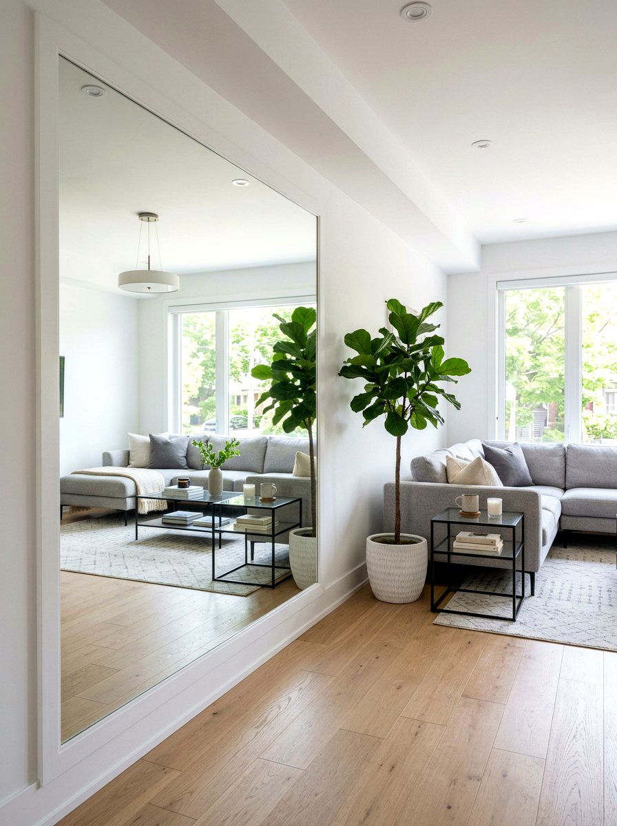 Living Room Mirror Wall - 30 small space living room ideas