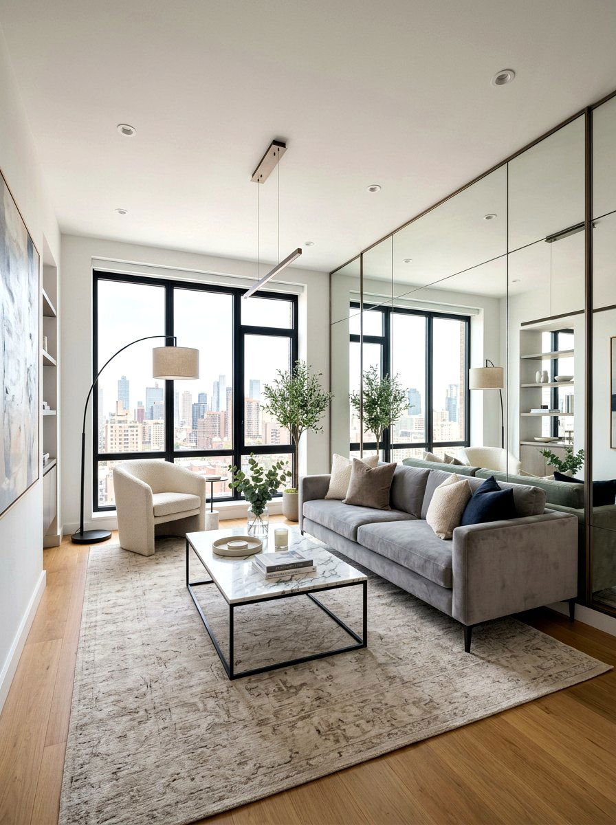 Living Room Mirror Wall - 30 floor to ceiling mirror wall ideas