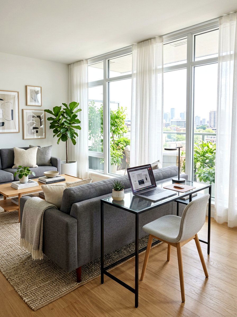 Living Room Office - 30 flex room office ideas