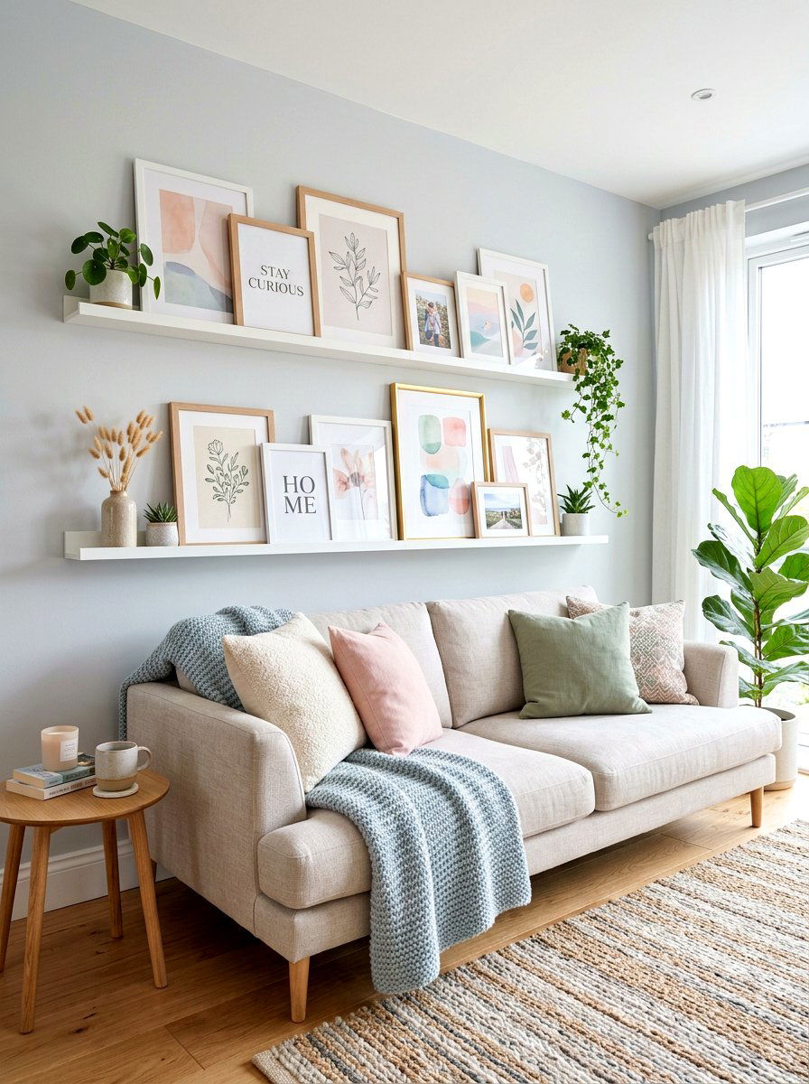 Living Room Picture Ledge - 30 gallery wall ideas