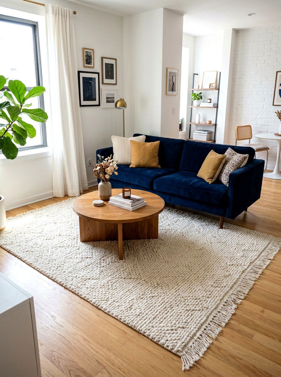 Living Room Rug - 30 studio apartment ideas