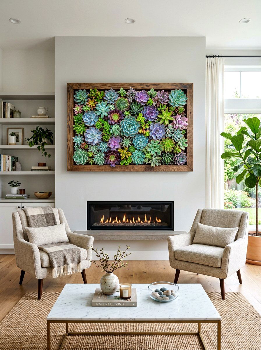 Living Room Succulent Wall - 30 living room plant wall ideas