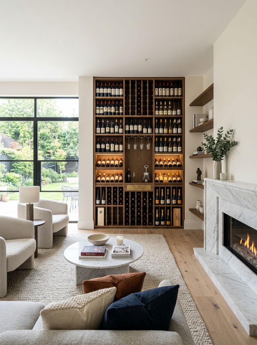 Living Room Wine Feature - 30 small wine cellar ideas