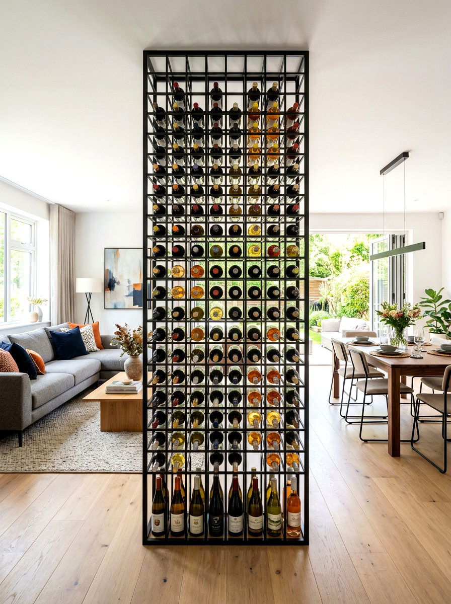 Living Room Wine Partition - 30 wine wall display ideas