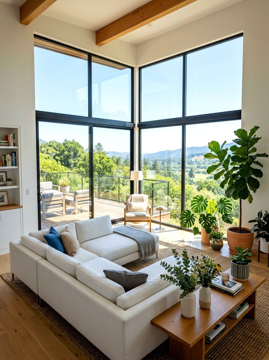 Living Room With Corner Window - 30 L shaped living room ideas