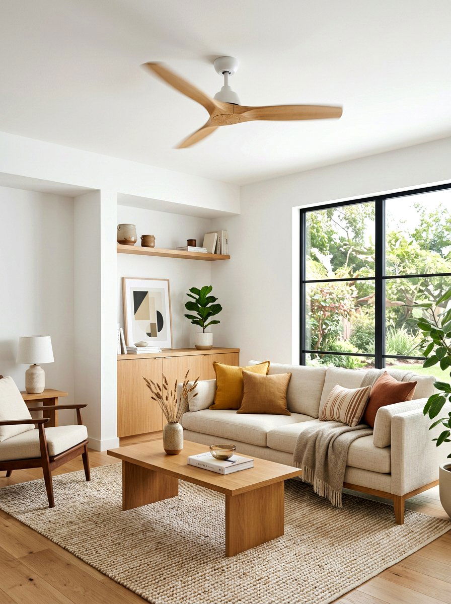 Living Space With Ceiling Fan - 30 clean air room ideas
