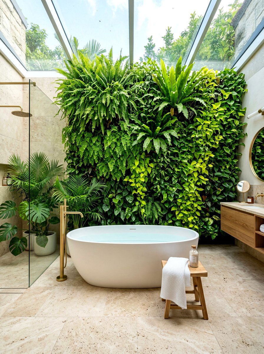 Living Wall Bathroom - 30 bathroom jungle ideas