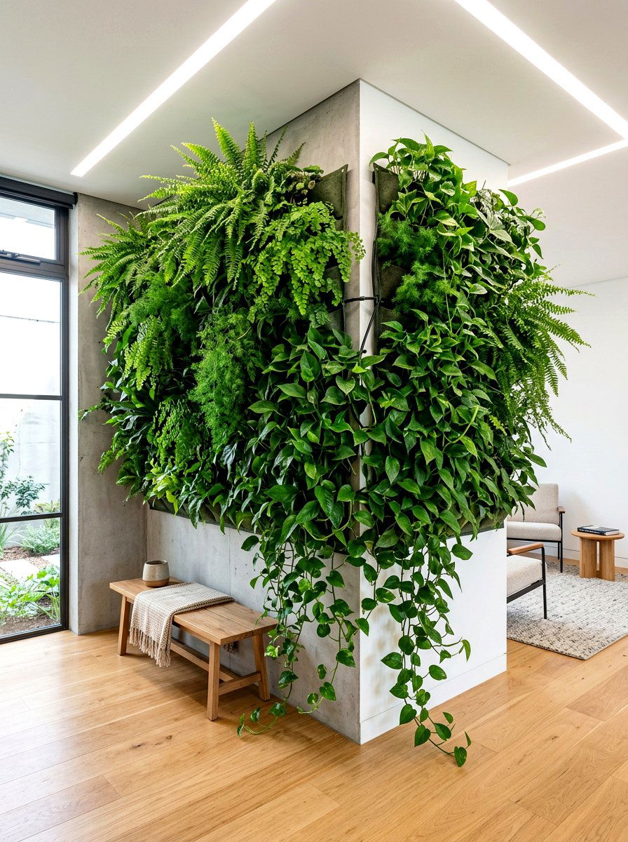 Living Wall Corner - 30 vertical garden corner ideas