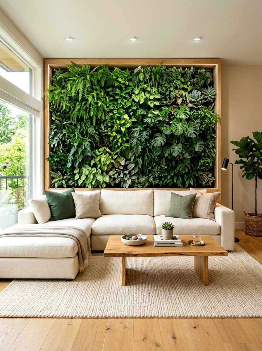 Living Wall Living Room - 30 biophilic interior design ideas