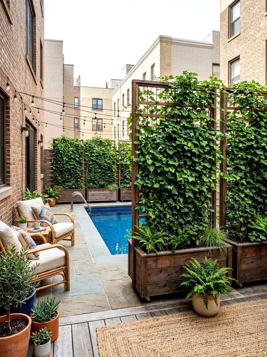 Living Wall Screen - 30 pool privacy ideas