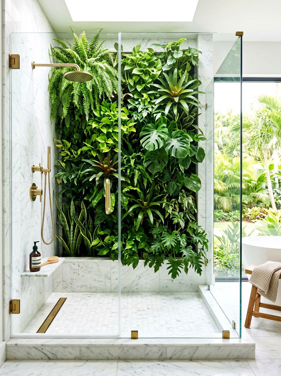 Living Wall Shower Plant - 30 spa shower ideas