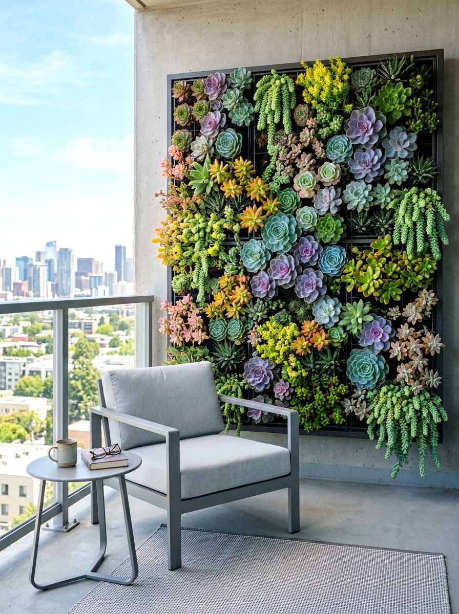 Living Wall Succulent Screen - 30 vertical garden privacy wall ideas
