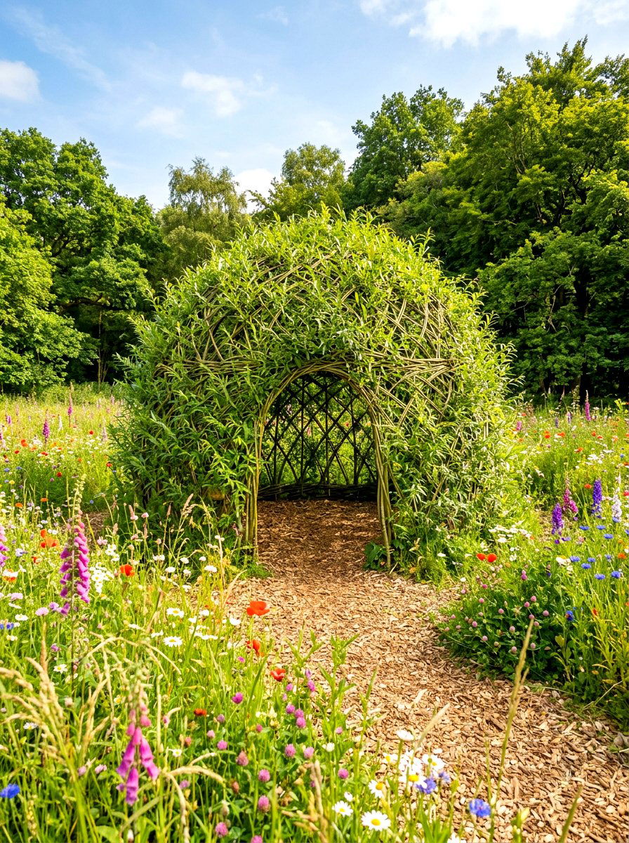 Living Willow Structure - 30 hidden garden room backyard ideas