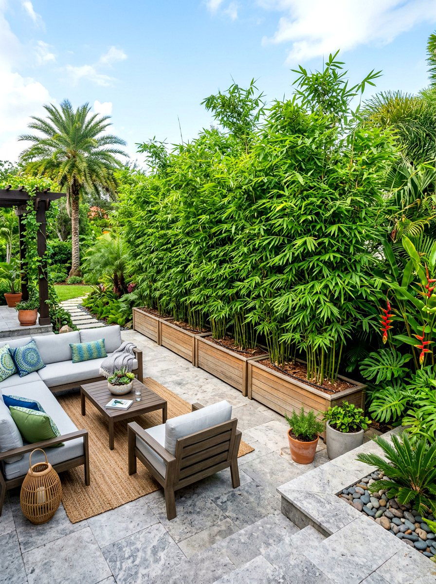 Living bamboo privacy screen - 30 bamboo planter screen ideas