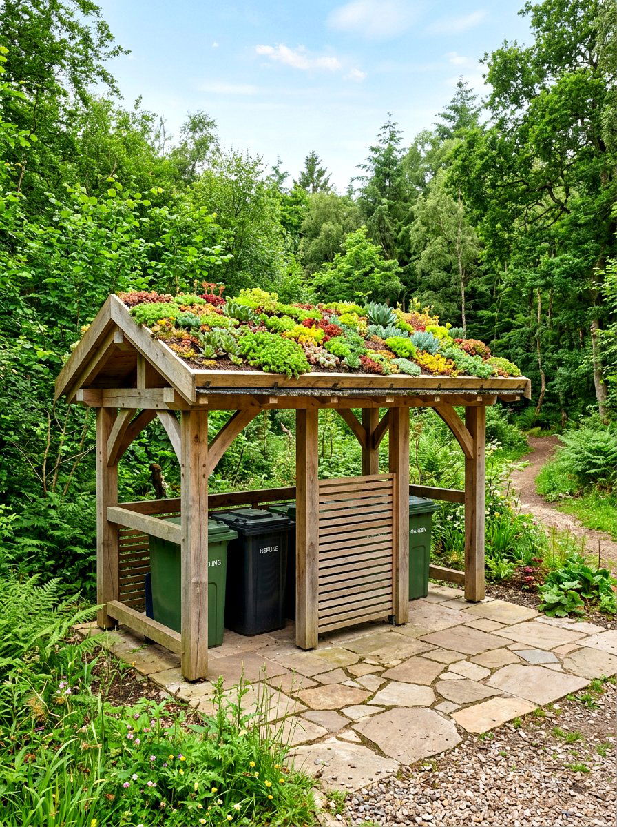 Living roof bin shelter - 30 trash can enclosure ideas