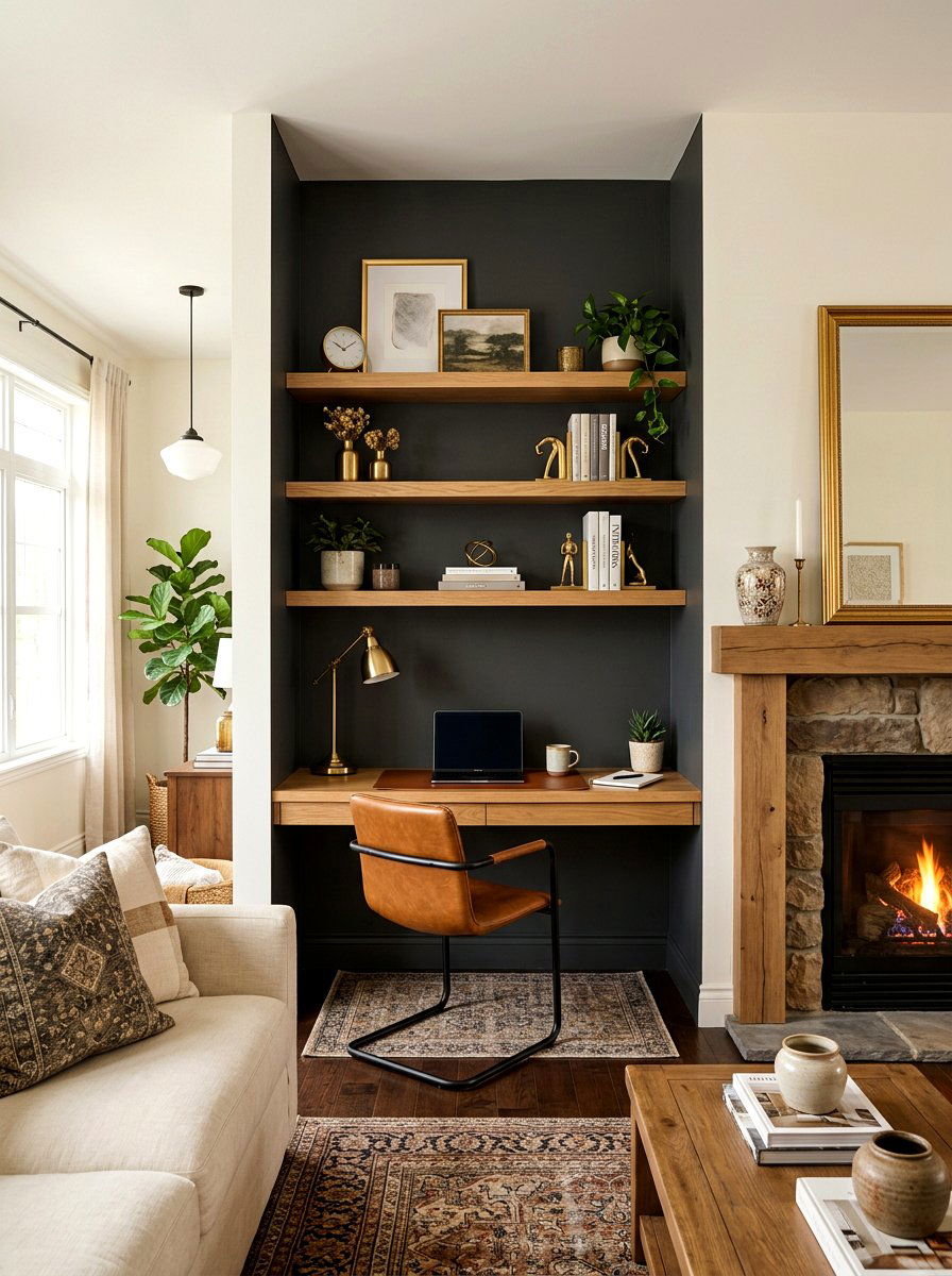 Living room alcove desk - 30 study nook ideas