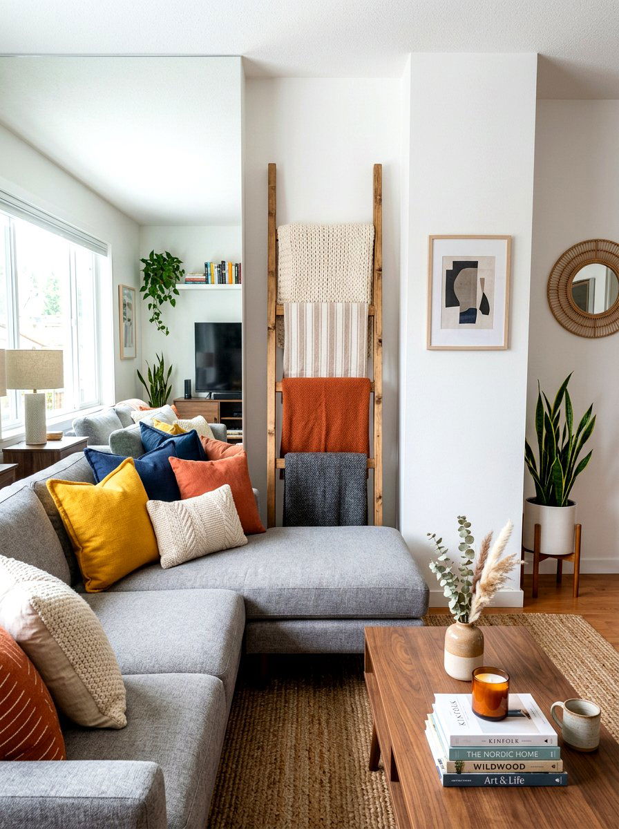 Living room blanket ladder - 30 corner ladder blanket ideas