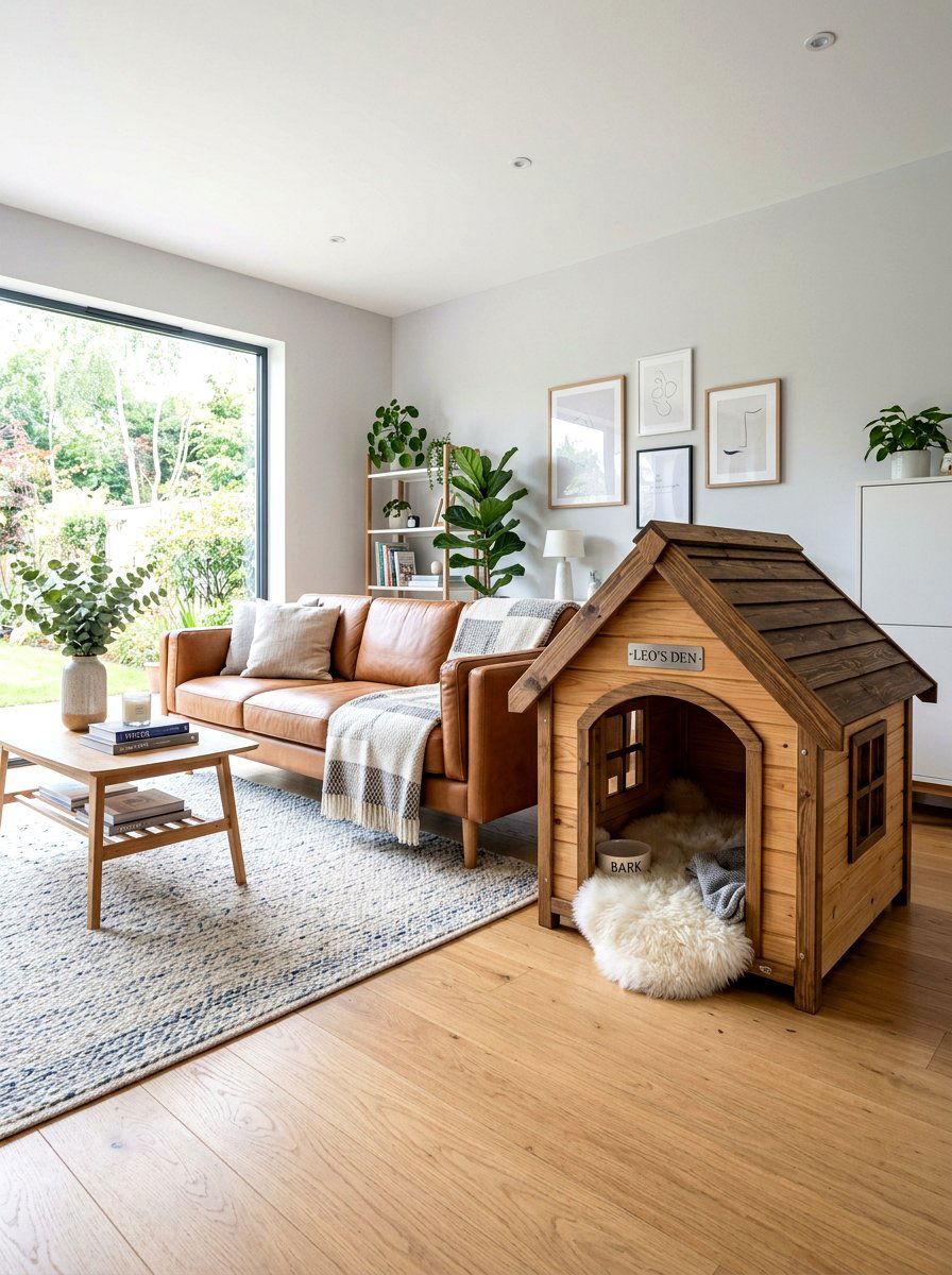Living room dog house - 30 pet nook apartment ideas