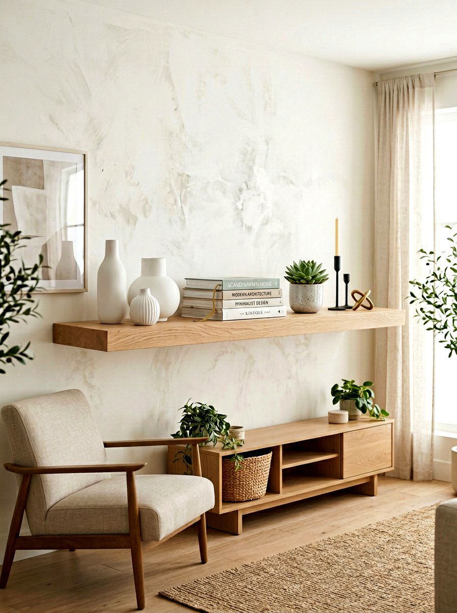 Living room floating shelf - 30 wall shelf decor ideas