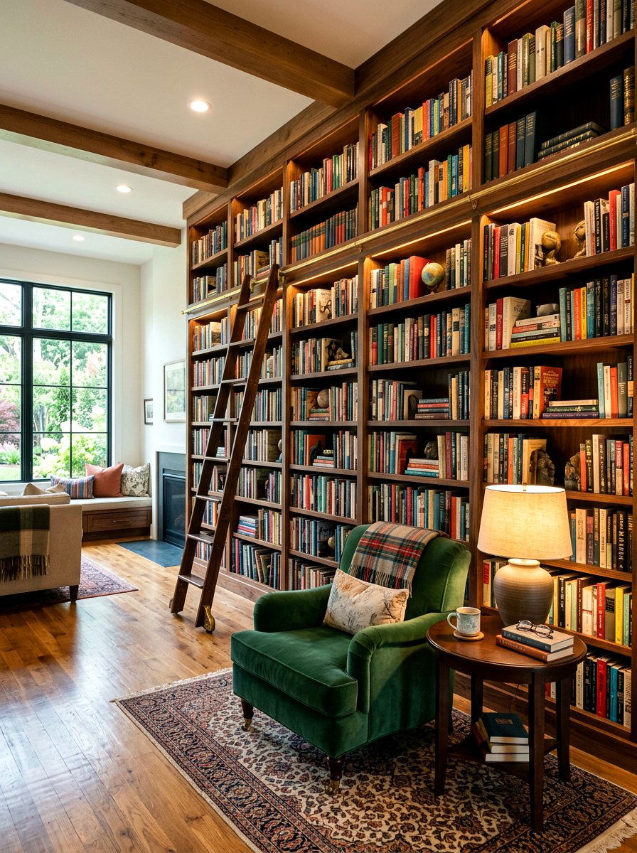 Living room library wall - 30 friction maxxing home ideas
