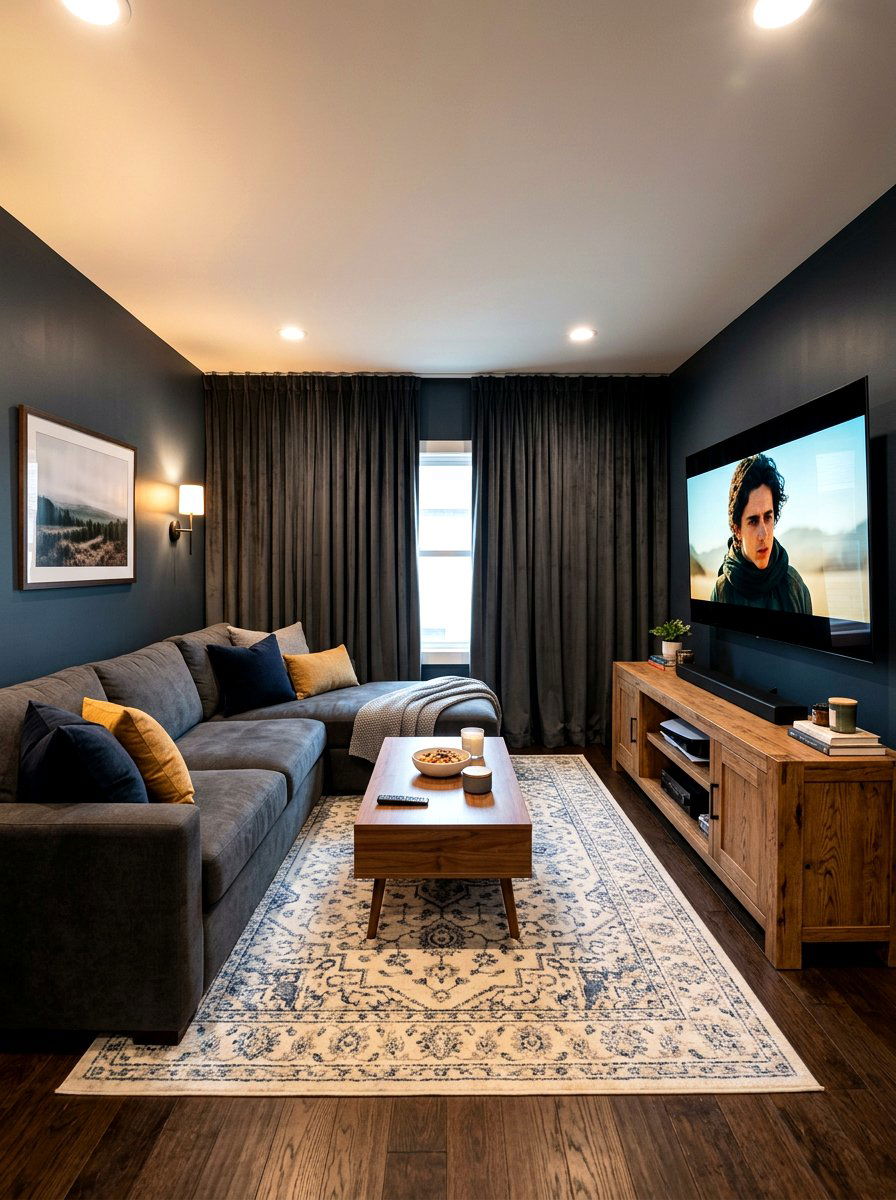 Living room media zone - 30 room zoning furniture layout ideas