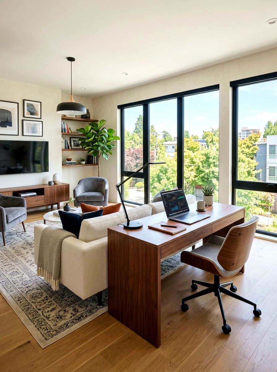 Living room office - 30 room zoning furniture layout ideas