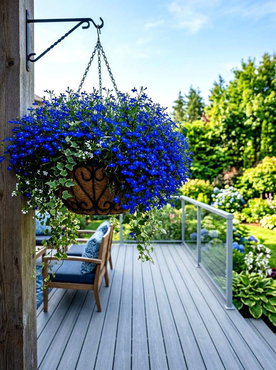 Lobelia hanging basket - 30 hanging basket ideas