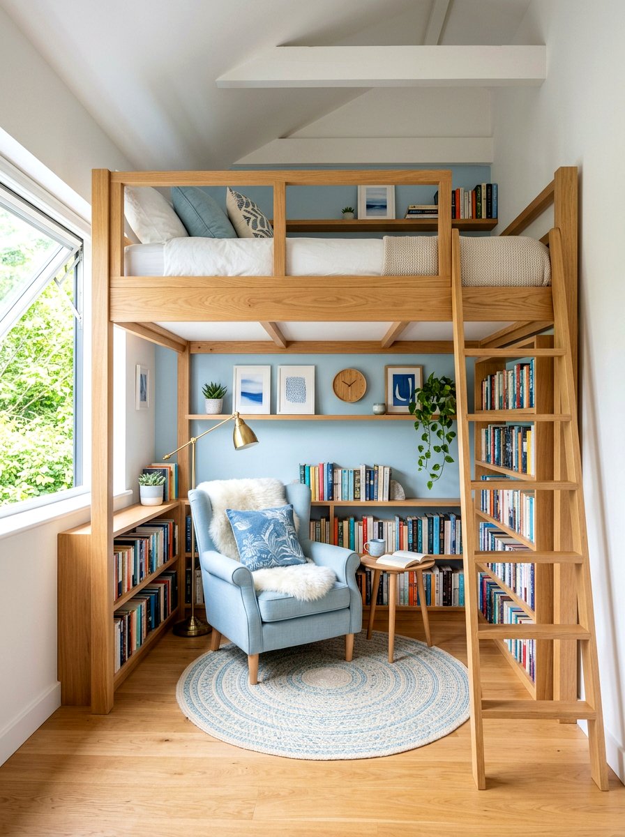 Loft Bed Library Space - 30 book trove bedroom ideas