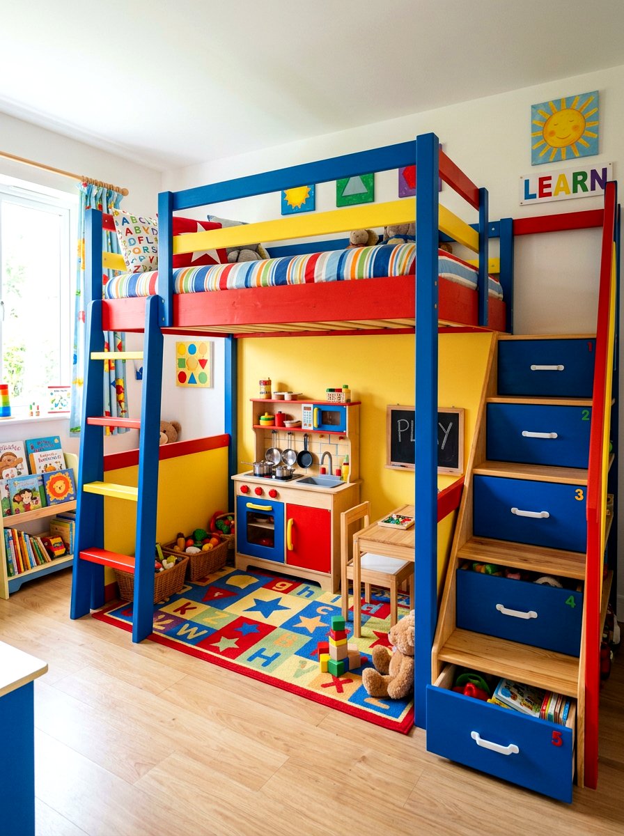 Loft Bed Storage - 30 toddler bedroom storage ideas