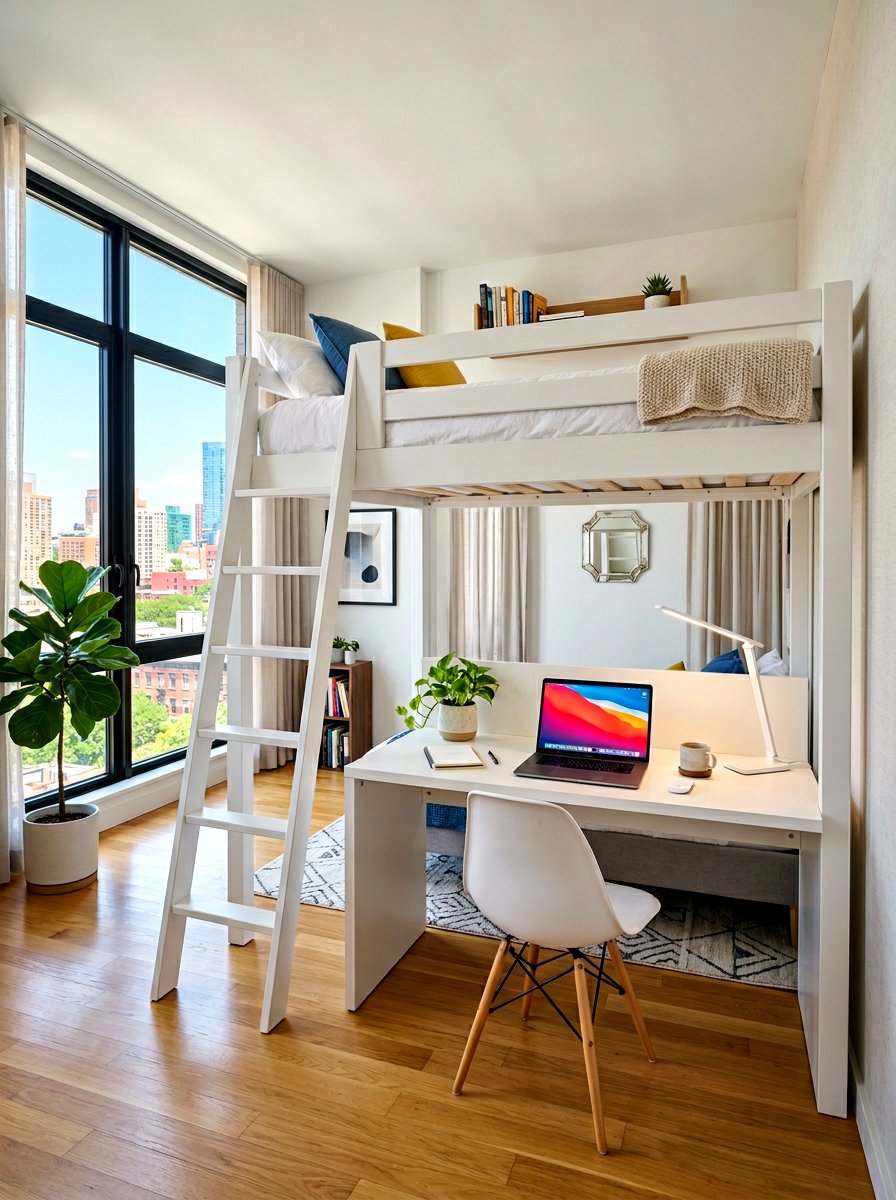 Loft Bed With Desk - 30 loft bed studio apartment ideas