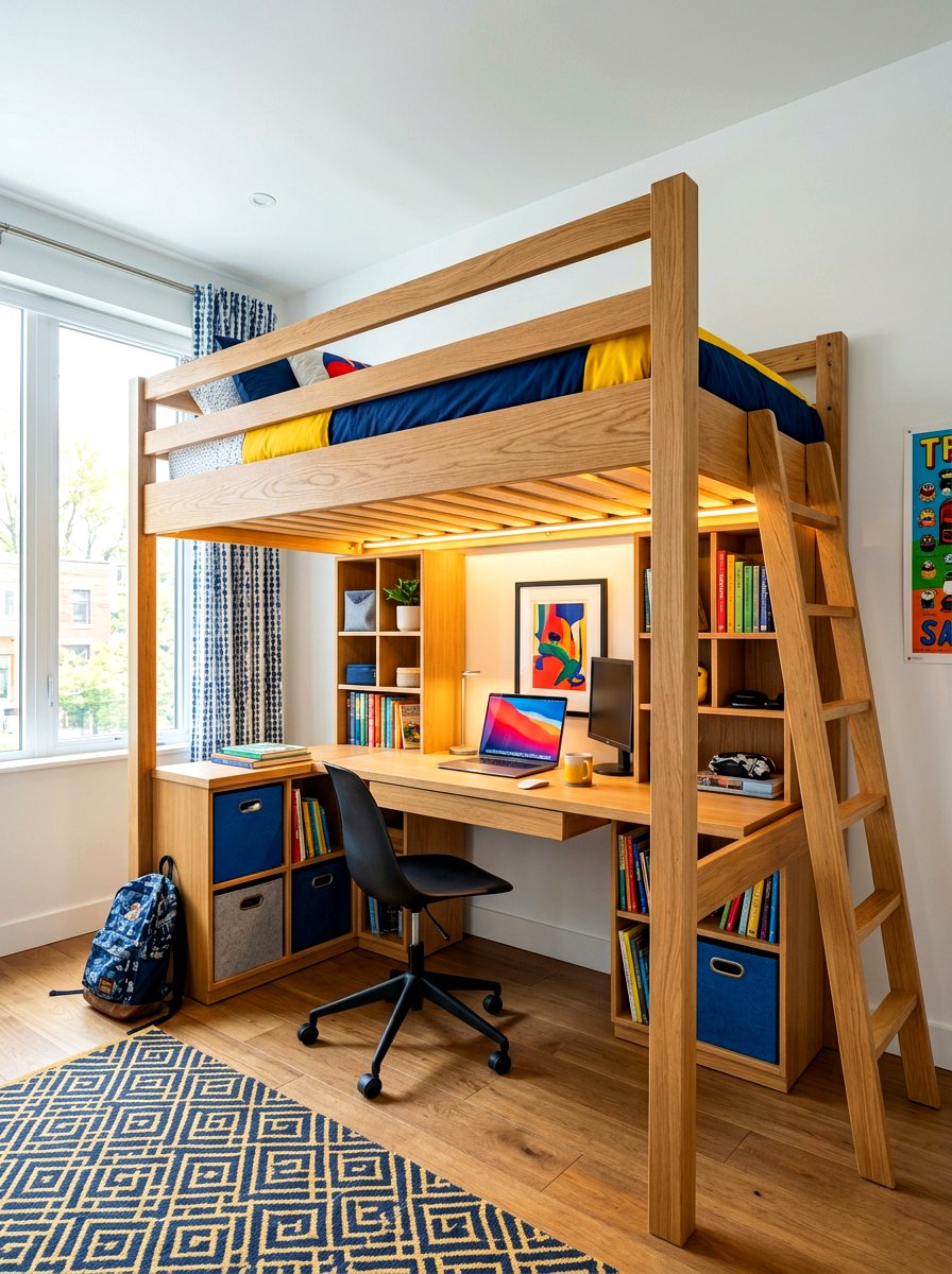 Loft Bed With Desk - 30 teen study room ideas