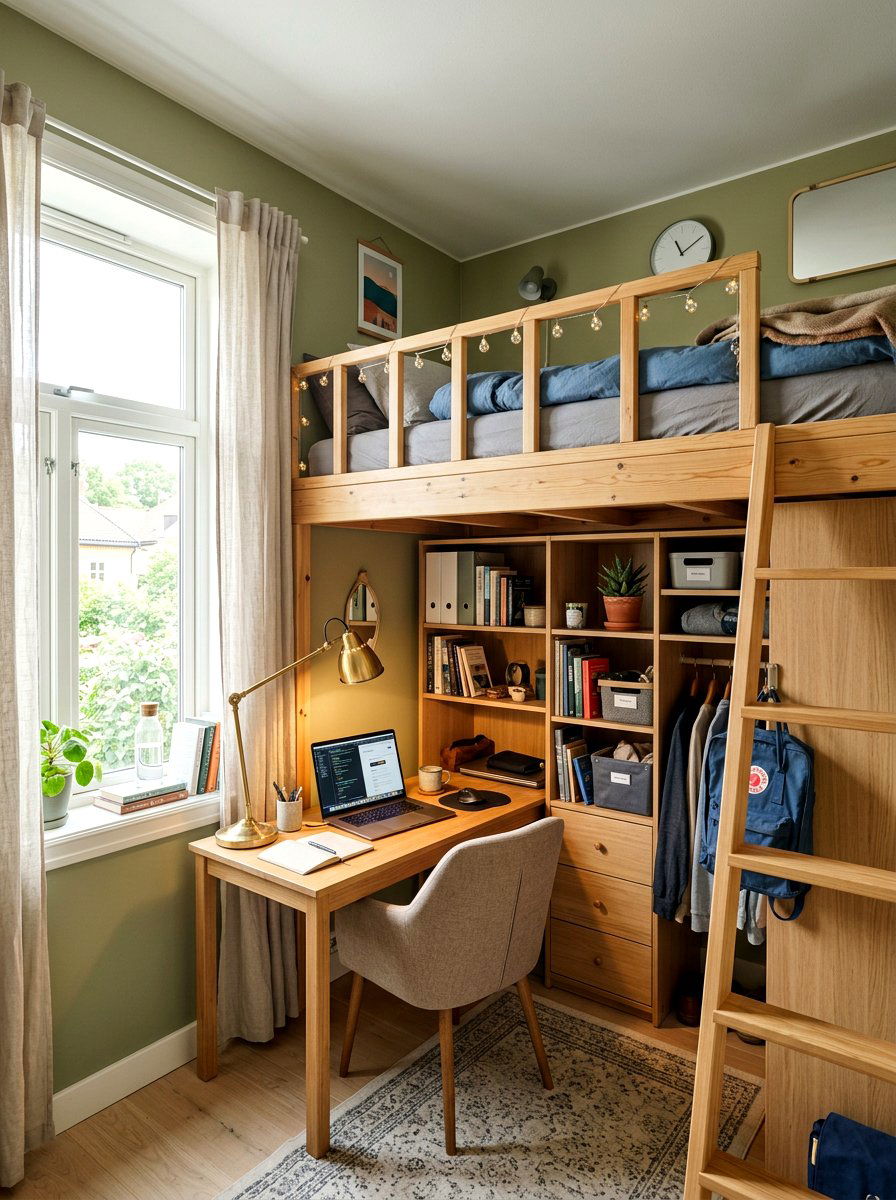 Loft Bed With Desk - 30 bedroom storage ideas