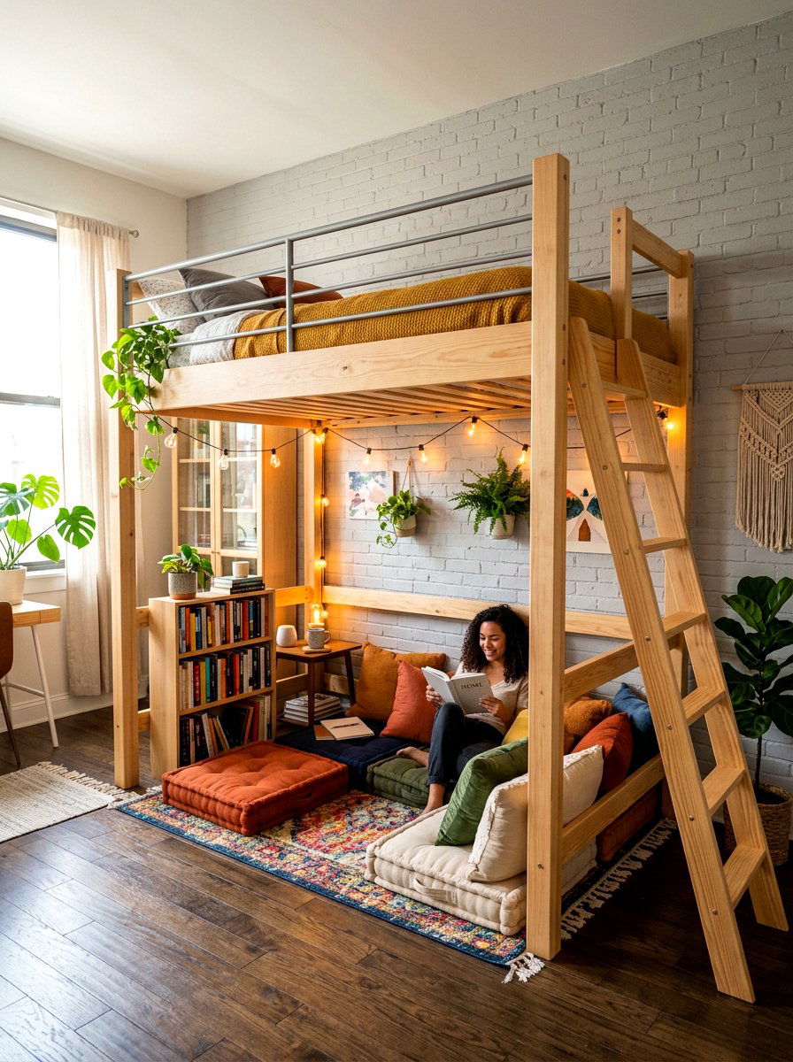 Loft Bed With Reading Nook - 30 loft bed studio apartment ideas