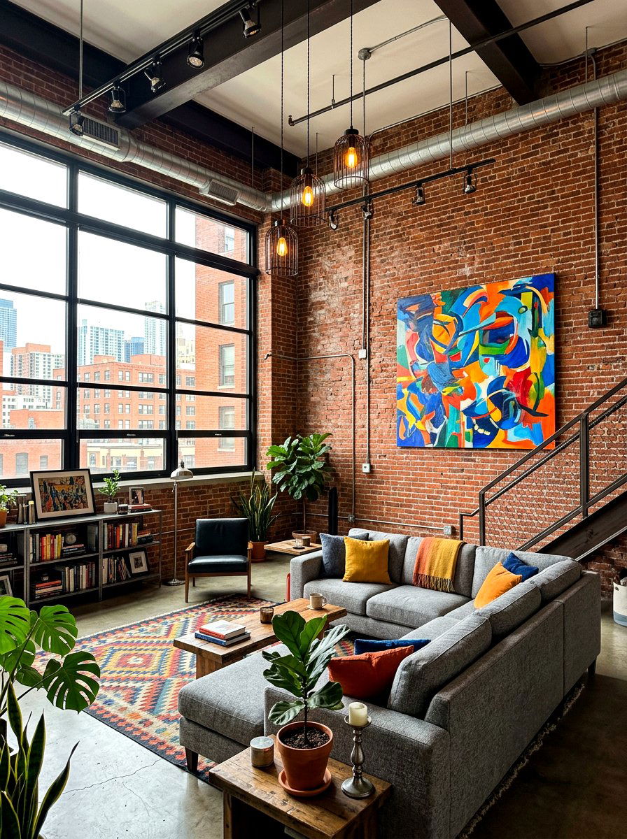 Loft Style Exposed Brick - 30 condo living room ideas