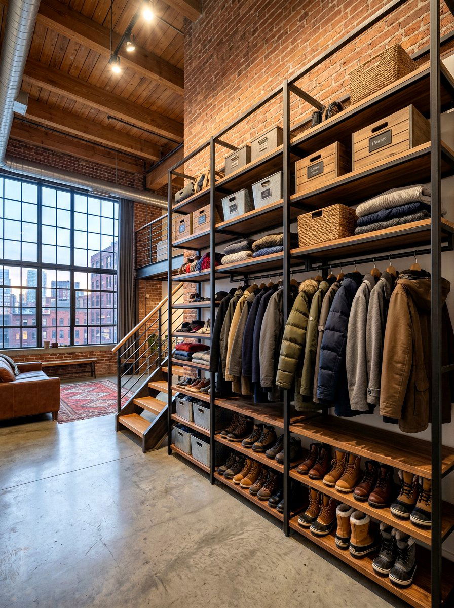 Loft Style Open Storage - 30 open closet aesthetic ideas