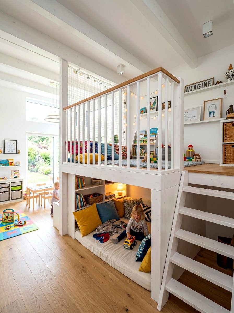 Loft Style Playroom - 30 children shared playroom ideas